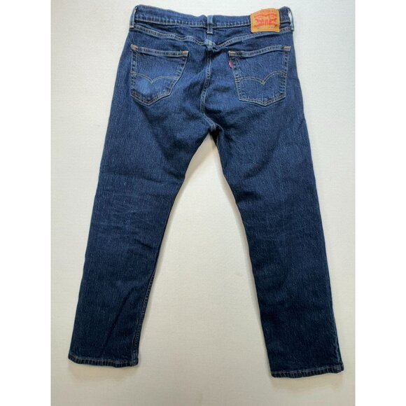 Levi's 505 Mens Straight Leg Jeans Size 34Wx30L Blue Denim Dark Wash Pockets - Picture 9 of 13